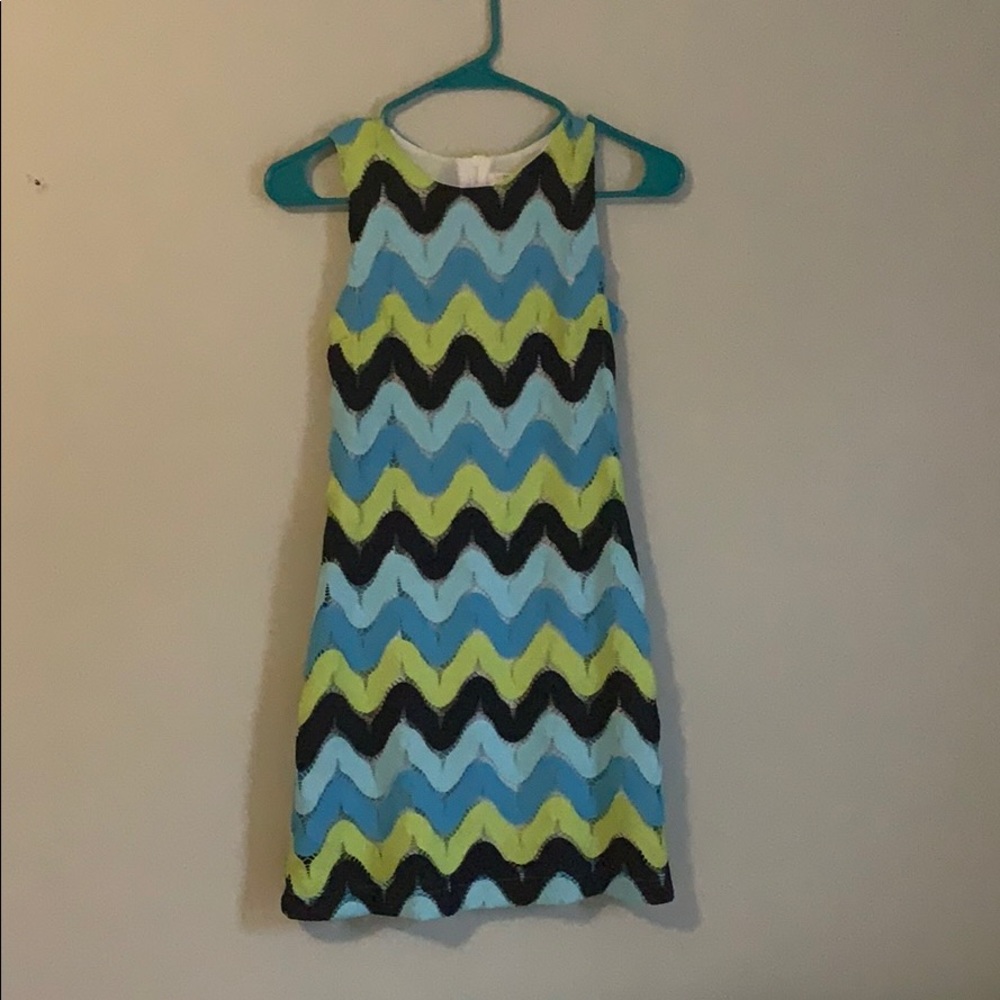 Green, Navy, and Blue chevron dress